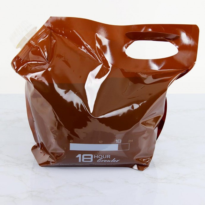 brown 18 hour barrier liquid pouch with handle